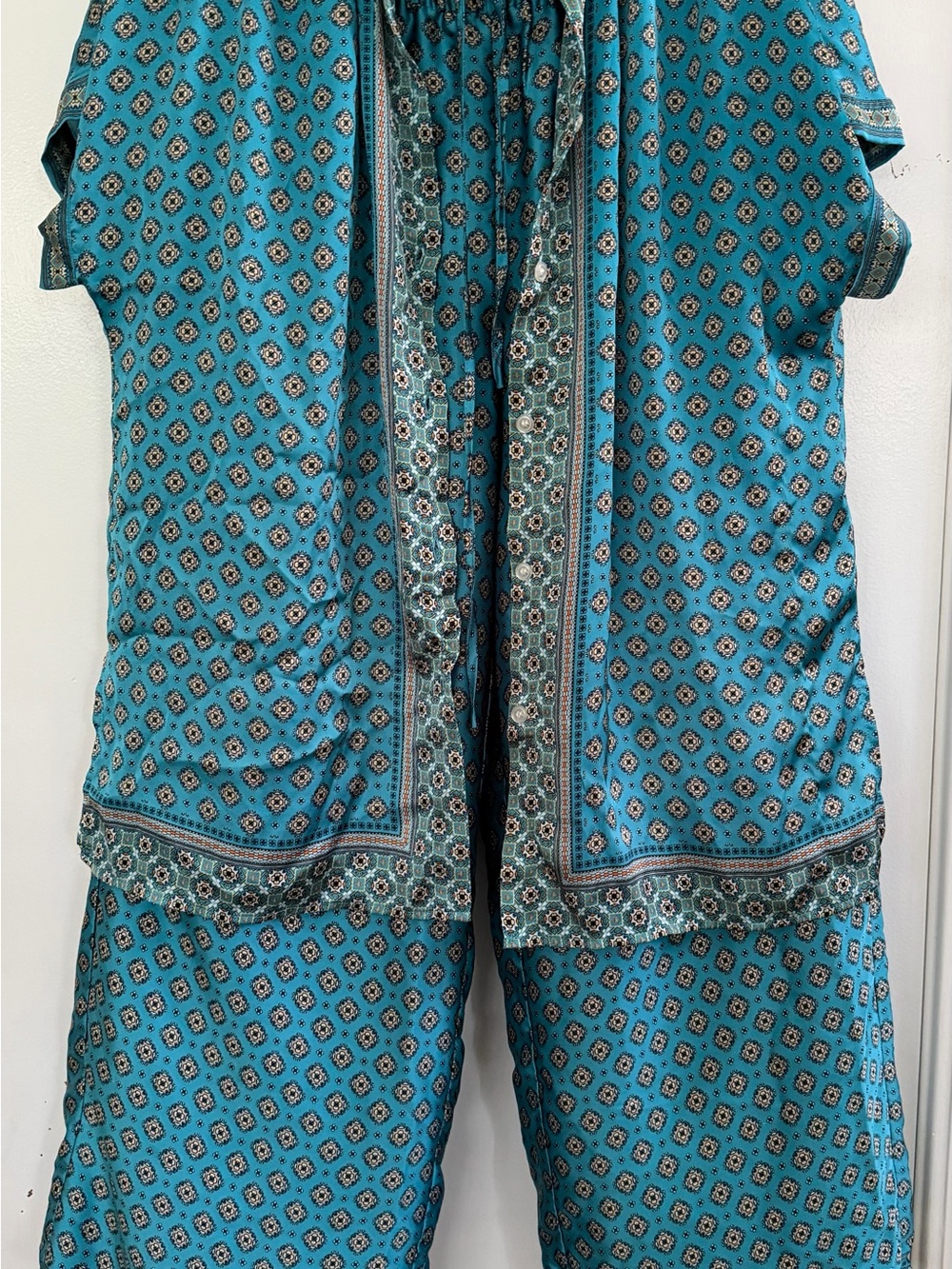 Max Studio Teal Printed Pajama Set